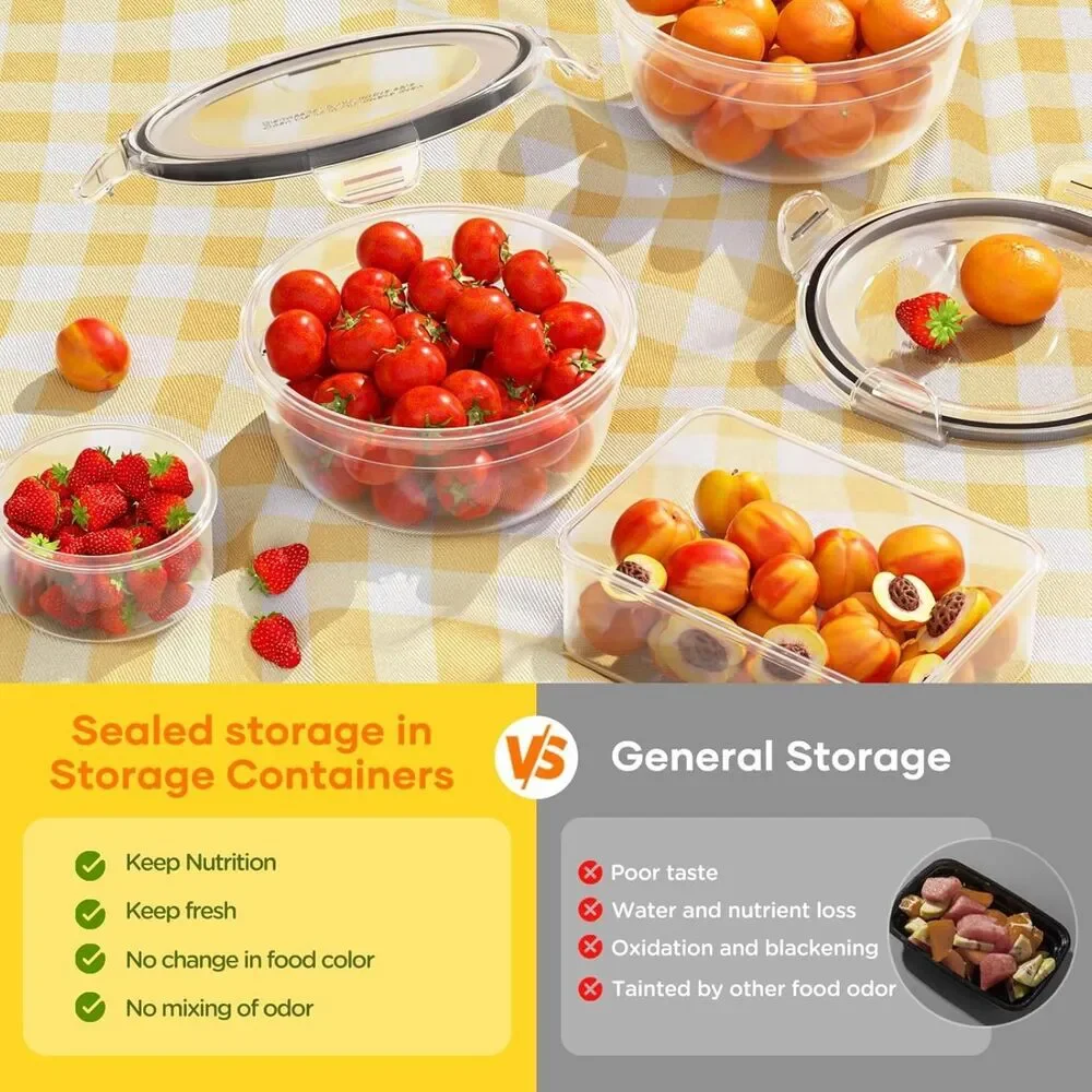 52 PCS Food Storage Containers with Lids Airtight Reusable Plastic Leakproof